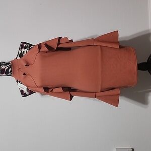 NWT Rose Ruffle-Sleeved Cold-Shoulder Bodycon Sz US 10